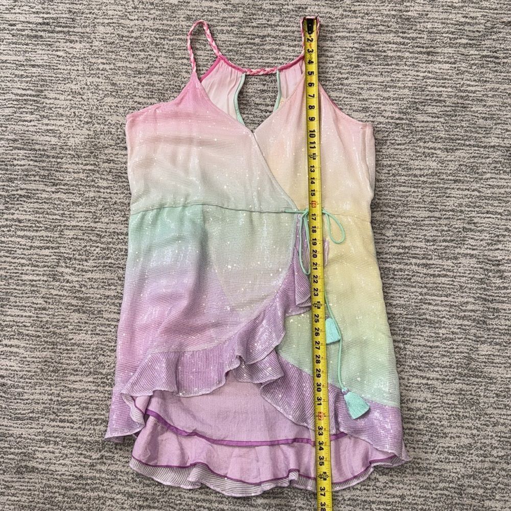 NWT Rococo Sand Pax Wrap Mini Dress in Unicorn Tricolor Large Revolve - Picture 11 of 16